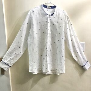 NWOT mens Italy 🇮🇹 Vanity linen shirt with small blue anchors